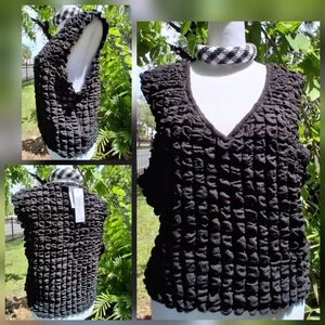 🔥NWT Topshop TOP BLACK POPCORN SCRUNCH Texture Size XL